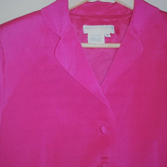 MAGGY LONDON 100% FUSCHIA SILK SKIRT SUIT SZ 10 - Picture 6 of 6